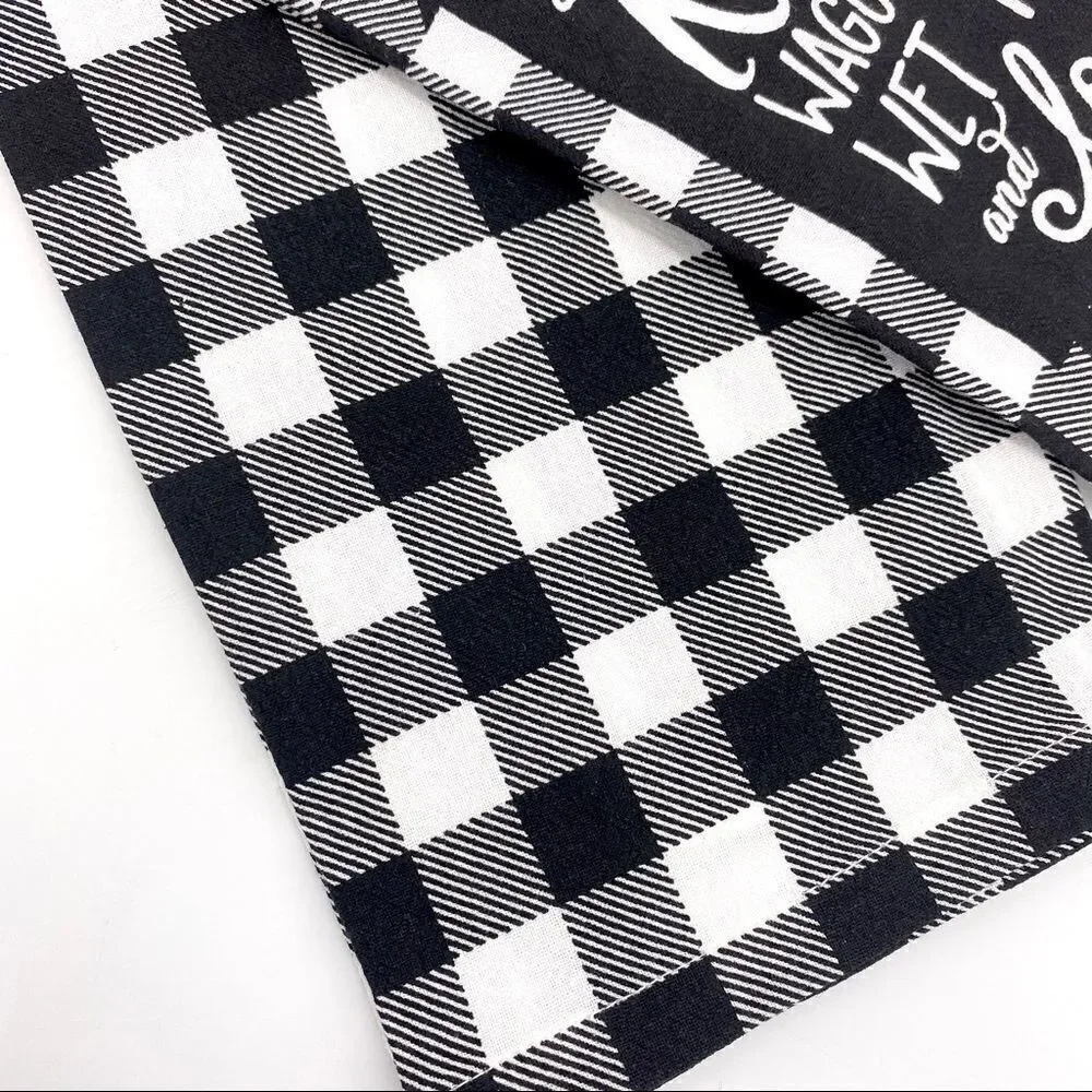 Dog Lover Plaid Kitchen Towel Set New